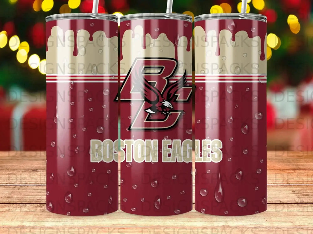 Boston Eagles Dripping Droplets Design Tumbler Digital Wrap Design