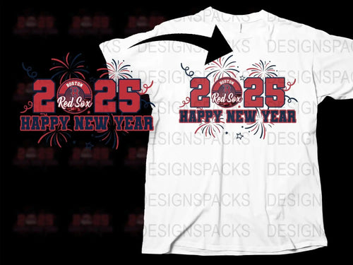 Boston Red Sox 2025 Happy New Year Graphic Png Digital Download
