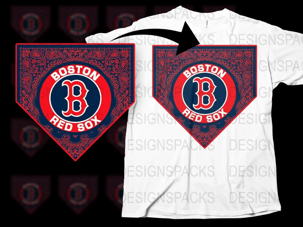 Boston Red Sox Bandana Design Graphic Png Digital Download