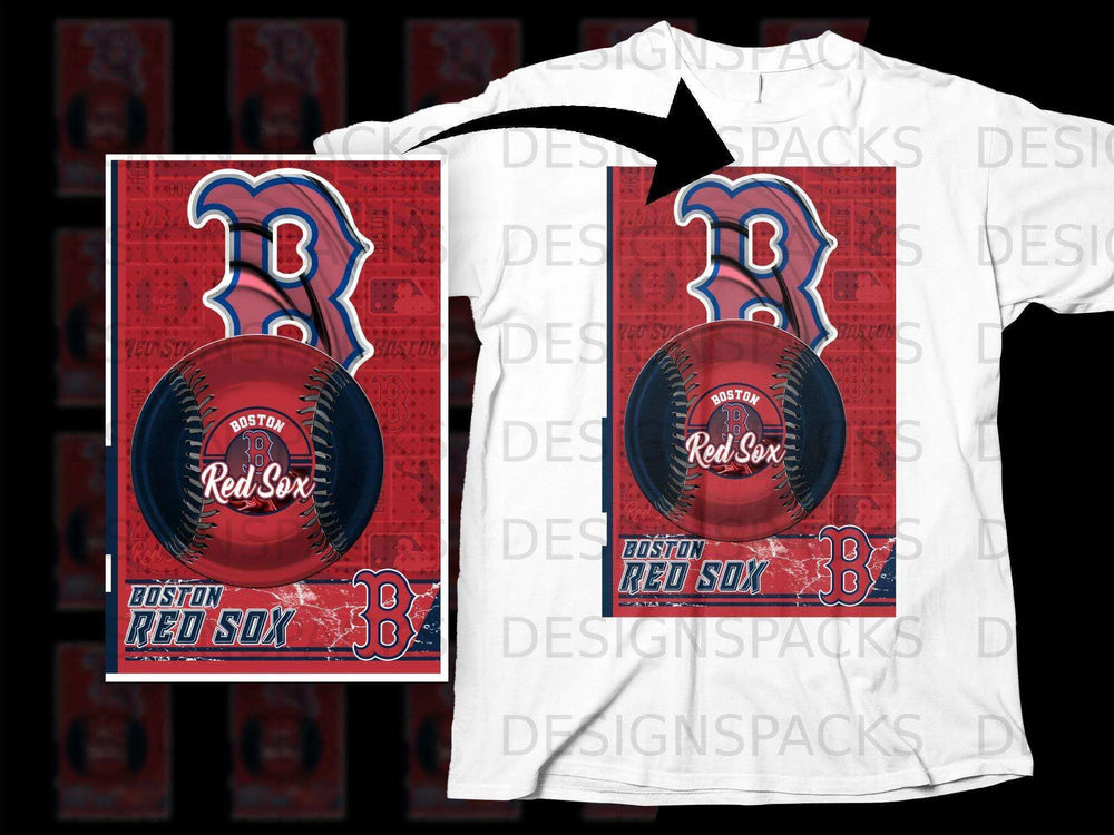 Boston Red Sox Red and Blue Baseball Graphic T-shirt
