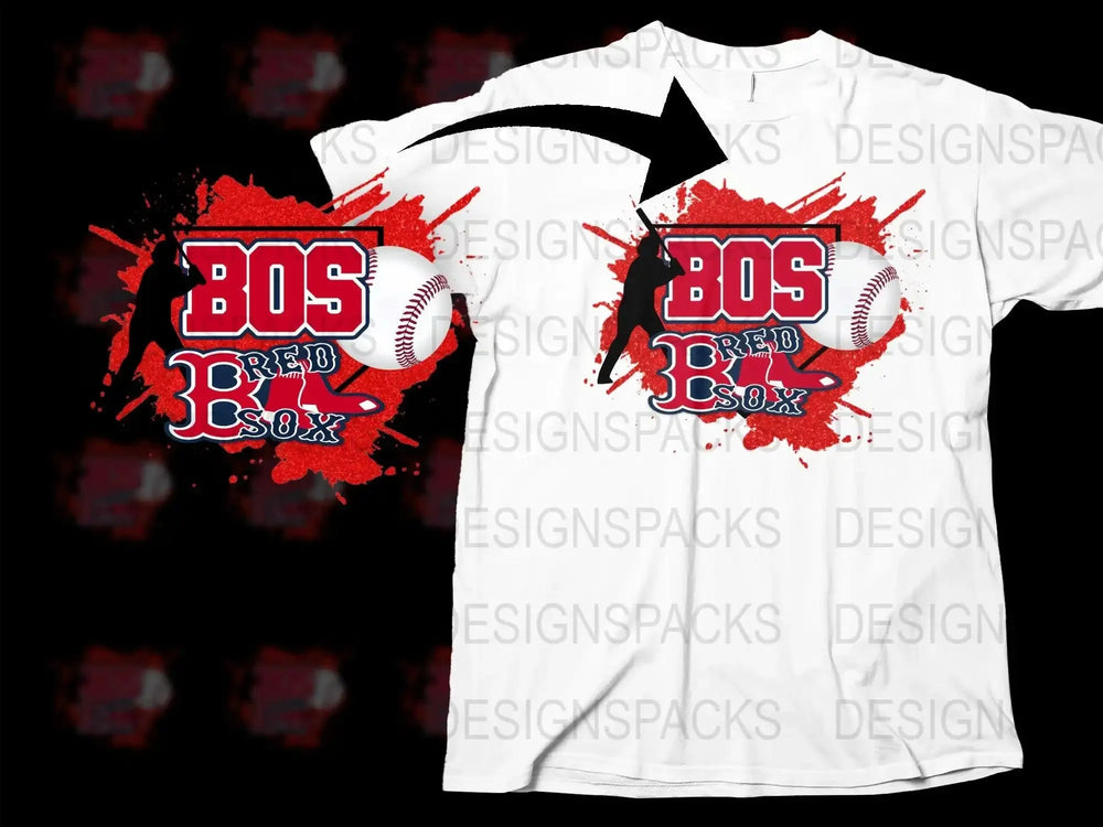 Boston Red Sox Baseball Themed Graphic Png Digital Download