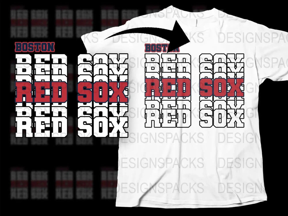 Boston Red Sox Classic Graphic Patterned Png Digital Download