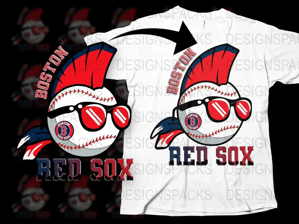 Boston Red Sox Cool Baseball Design Graphic Png Digital Download