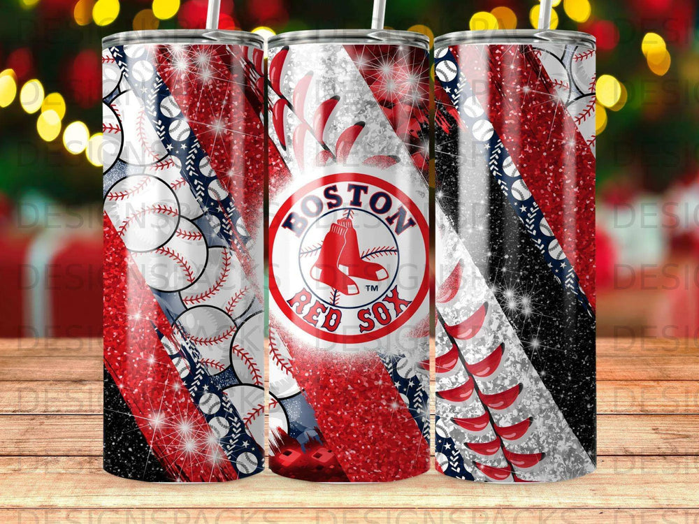 Boston Red Sox Fan Glitter Tumbler Digital Wrap Design