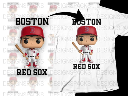 Boston Red Sox Fun Pop Cartoon Style Fan Png Digital Download