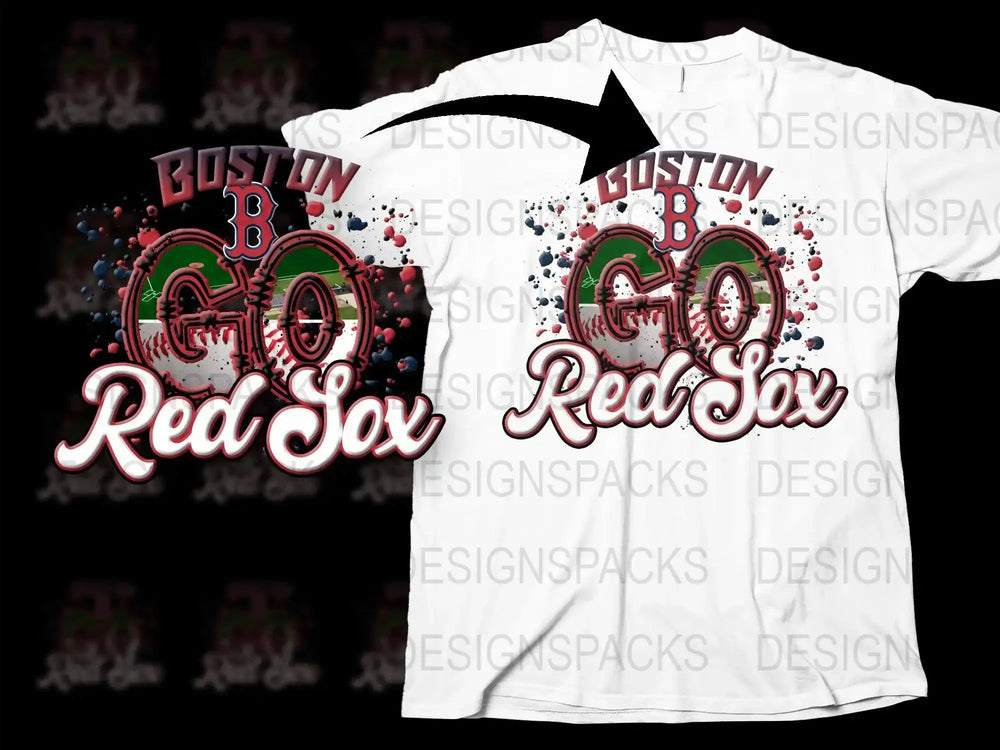 Boston Red Sox Go Red Sox Baseball Fan Png Digital Download