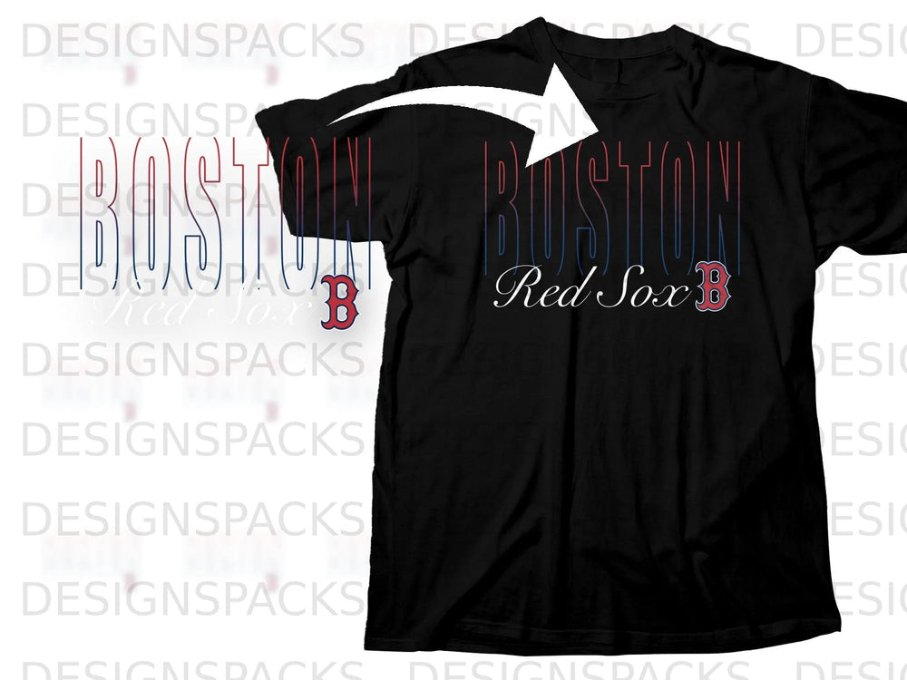 Black t-shirt with "BOSTON" text and Red Sox logo.