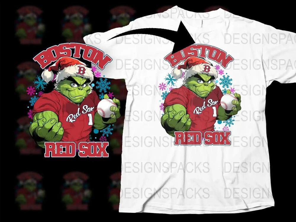 Boston Red Sox Grinch Christmas Baseball Png Digital Download