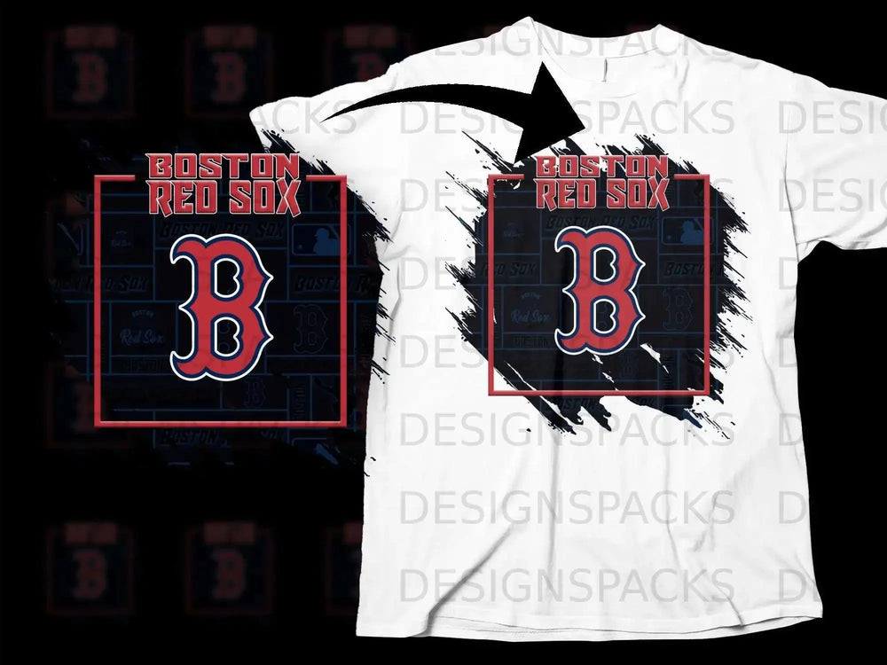 Boston Red Sox Logo with Black Paint Splash Shirt