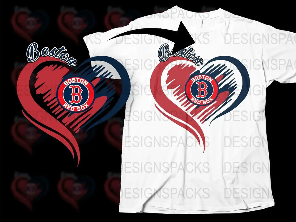 Boston Red Sox Heart Logo Boston Png Digital Download