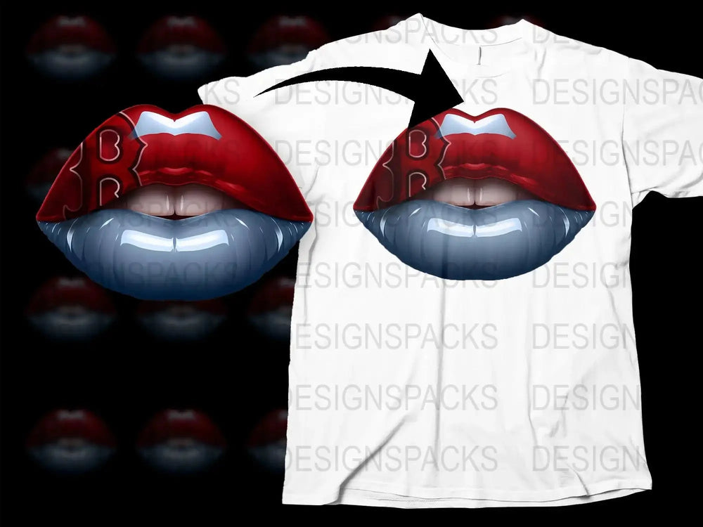 Boston Red Sox Inspired Lip Graphic Png Digital Download