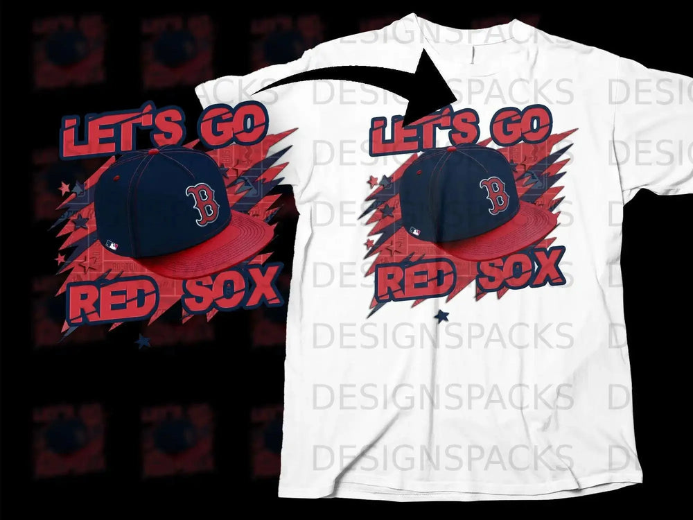 Let's Go Red Sox Graphic Tee with Cap Design
