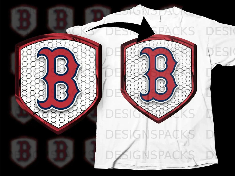 Honeycomb Pattern Red B Emblem Graphic Tee