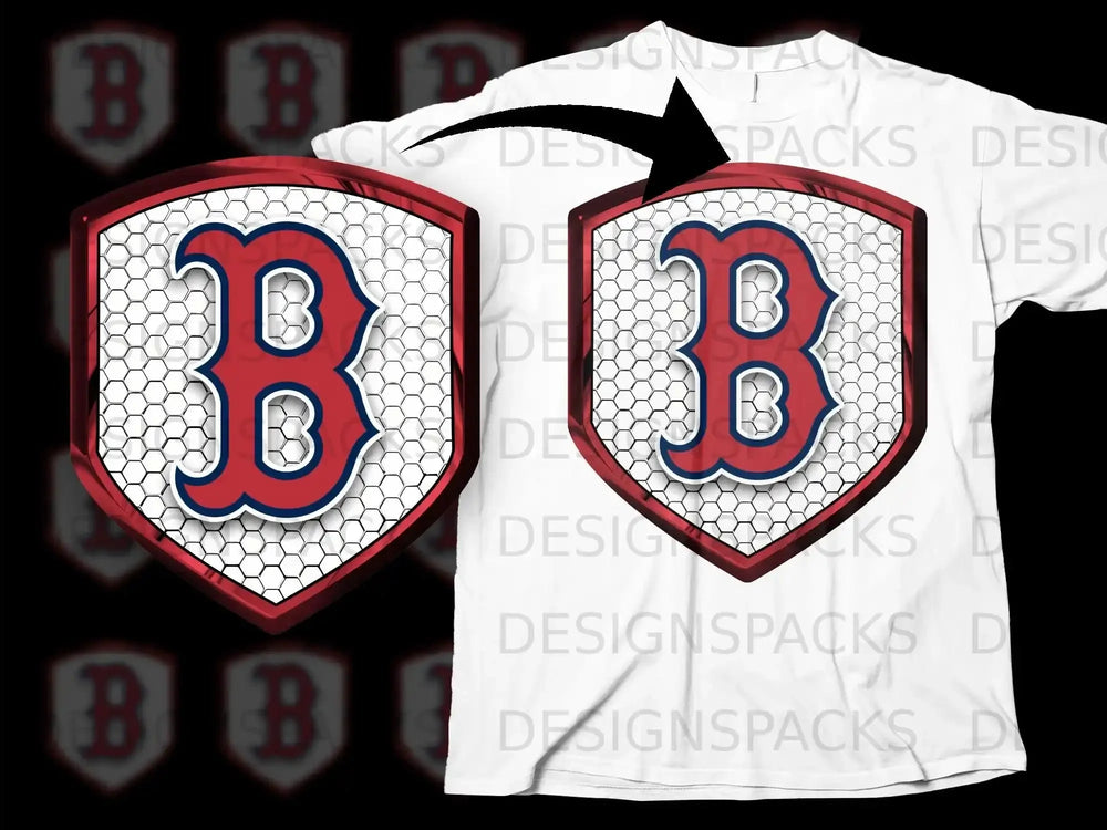 Honeycomb Pattern Red B Emblem Graphic Tee