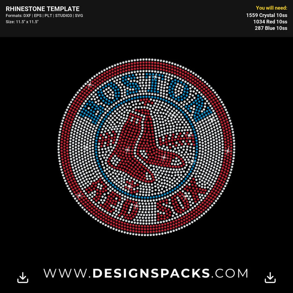 Boston Red Sox Rhinestone Digital Template