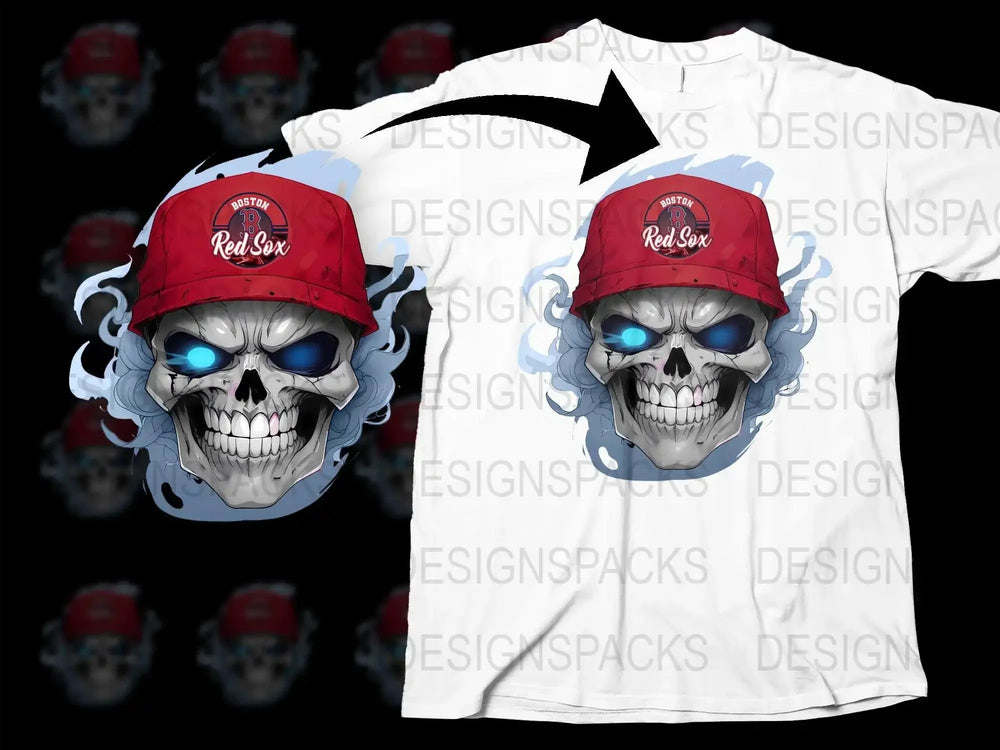 Boston Red Sox Skull Graphic Print Png Digital Download