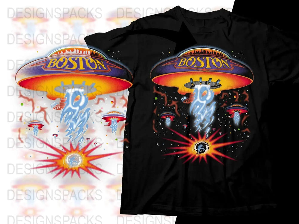 Boston Spaceship Explosion Graphic Png Digital Download