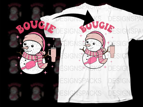 Cute Snowman T-Shirt Bougie Snowman with Coffee, Winter Fashion, Unisex Tee, Holiday Gift Idea, Casual Winter Wear