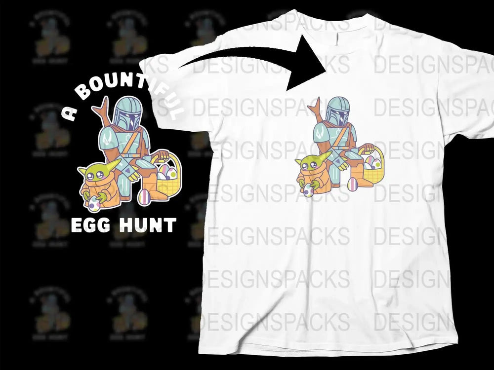 Bounty Hunter and Child Egg Hunt Easter Day Png Digital Download