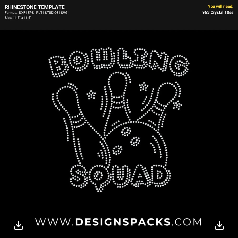 Bowling Squad Rhinestone Digital Template