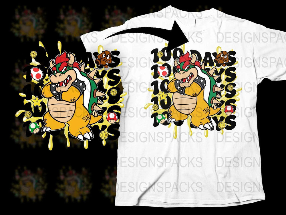 Bowser Graphic T-Shirt, Super Mario Inspired, Cartoon Villain Tee, Cool Gamer Shirt, Colorful Print, Kids and Adult Sizes Available