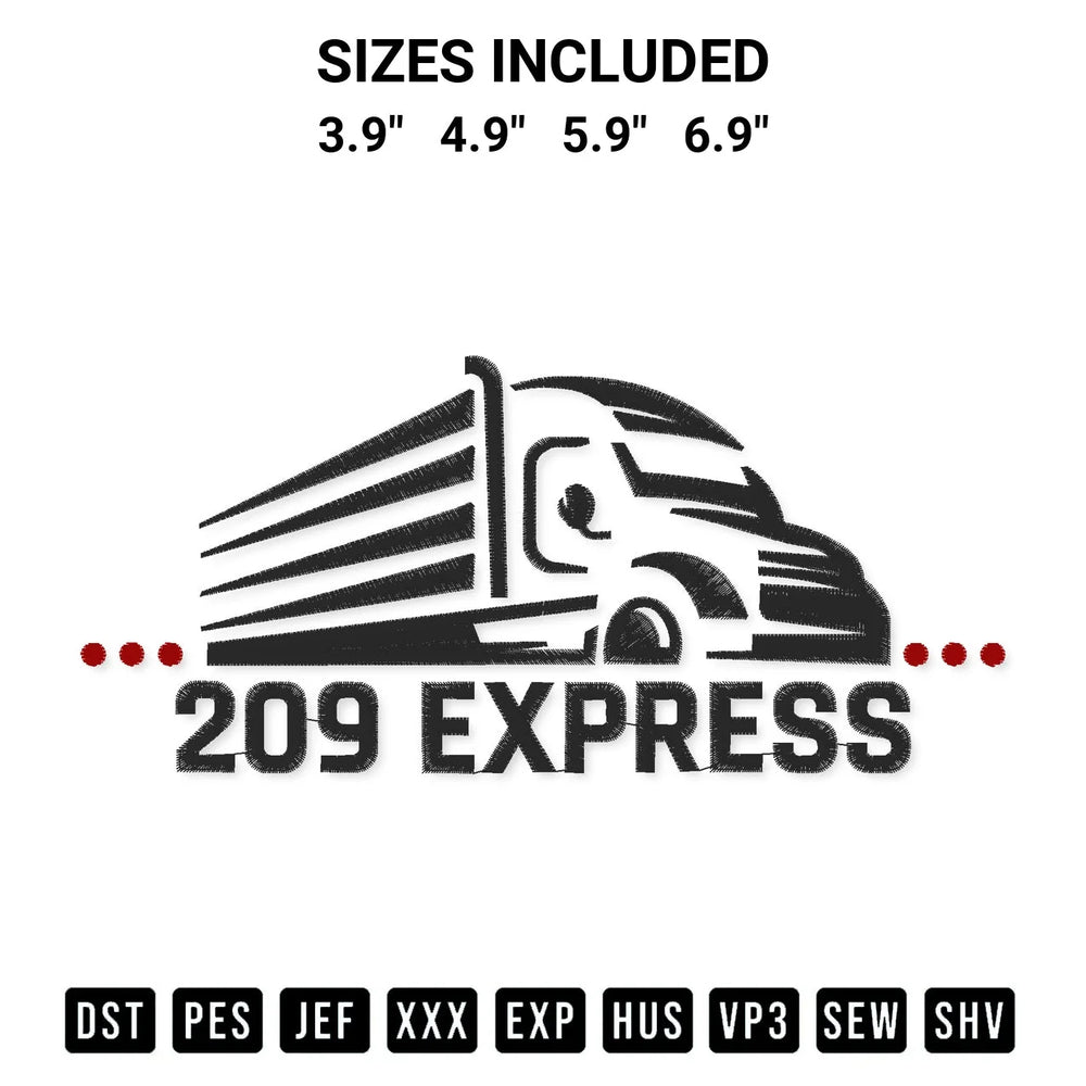 Box Truck 209 Express Embroidery Design