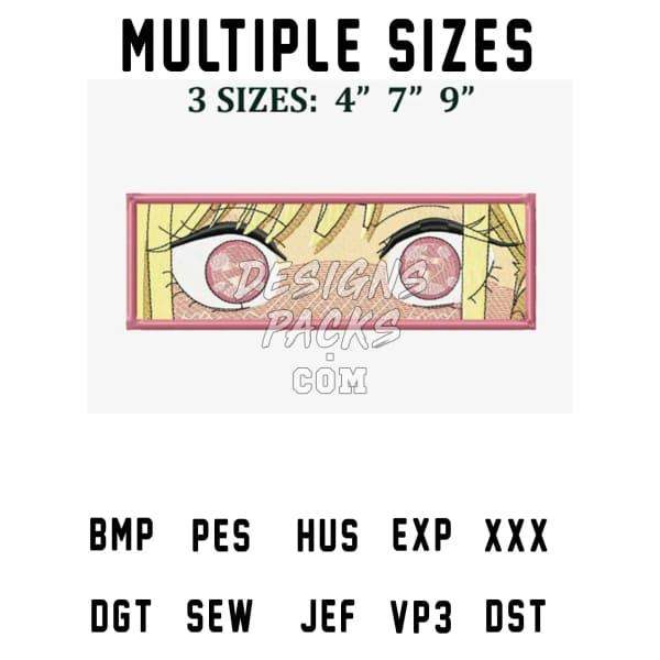 Anime eyes embroidery design in 3 sizes: 4”, 7”, 9” — PES, DST, SVG formats for DTG, DTF, tumbler wraps