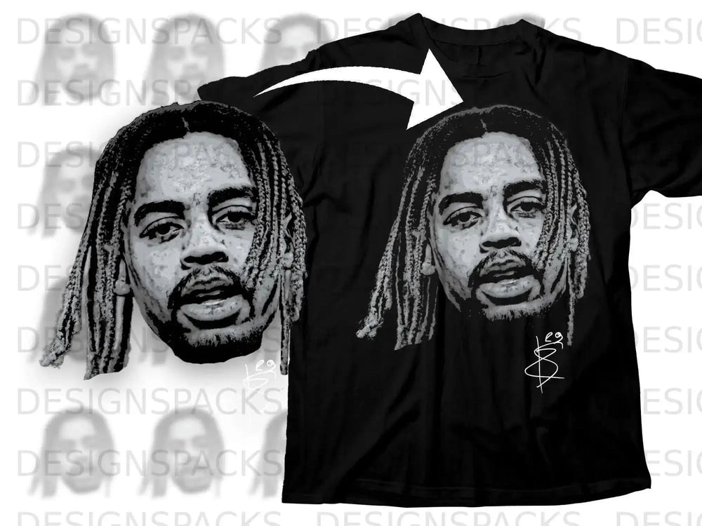 Bold Artistic Face Design T-Shirt with Dreadlocks Style