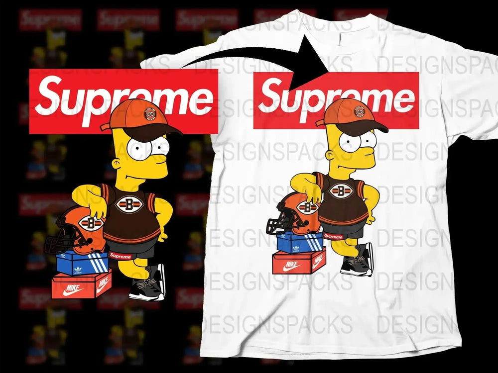 Brand Bart Simpson FOOTBALL Fan Graphic Png Digital Download