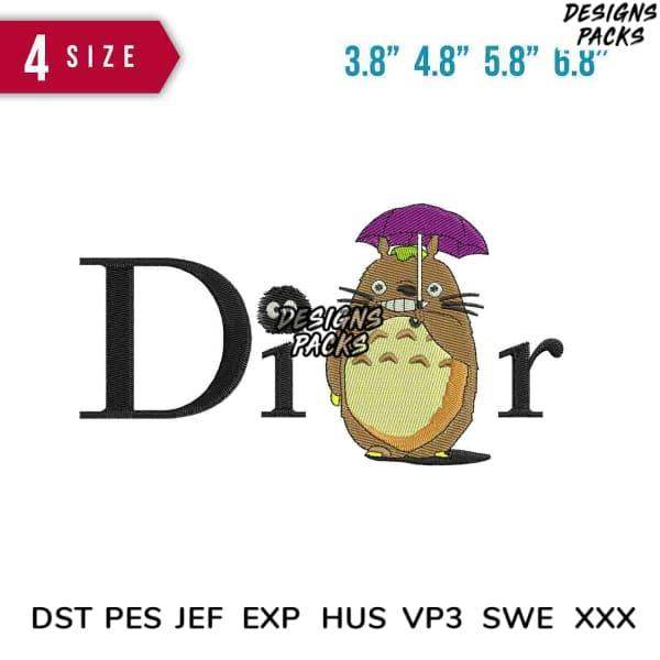 Totoro embroidery design with umbrella, available in DST PES JEF formats for instant download