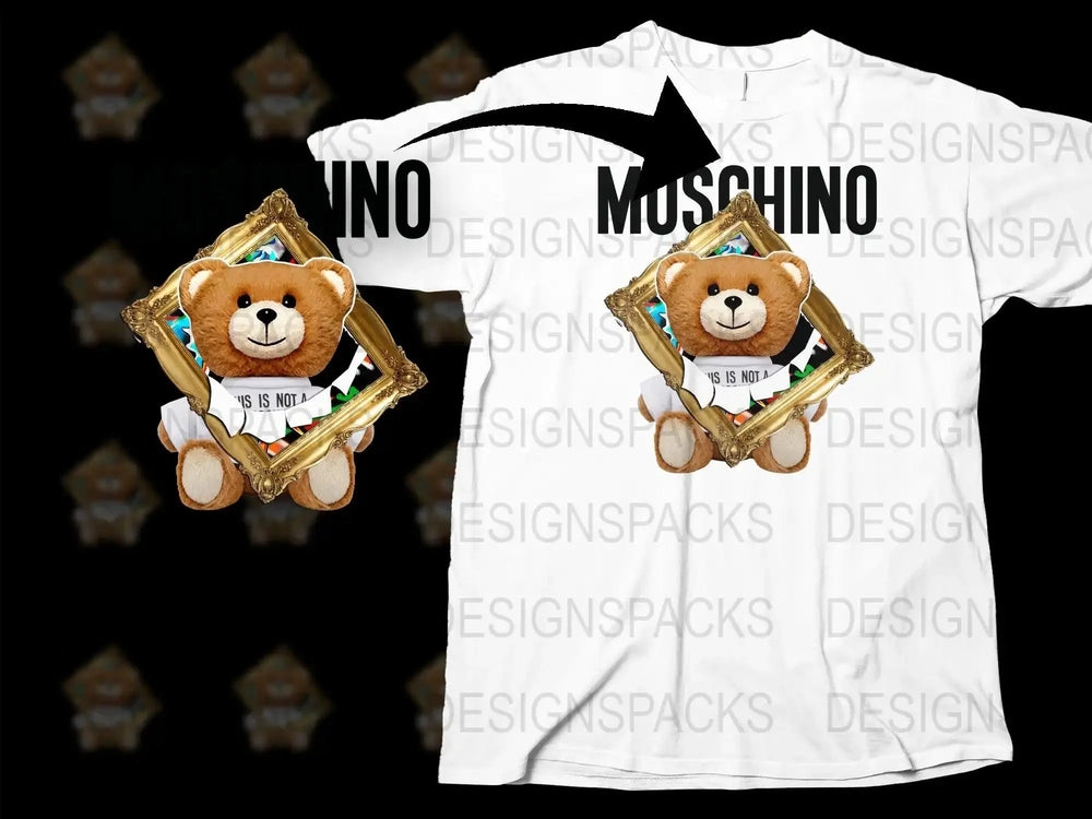 Brand Teddy Bear With Ornate Frame Print Png Digital Download
