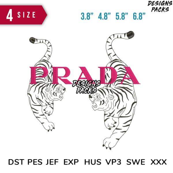 Prada tiger embroidery design in 4 sizes, DST PES JEF formats for instant download
