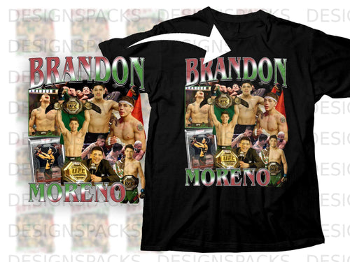 Brandon Moreno UFC fighter collage t-shirt with text 