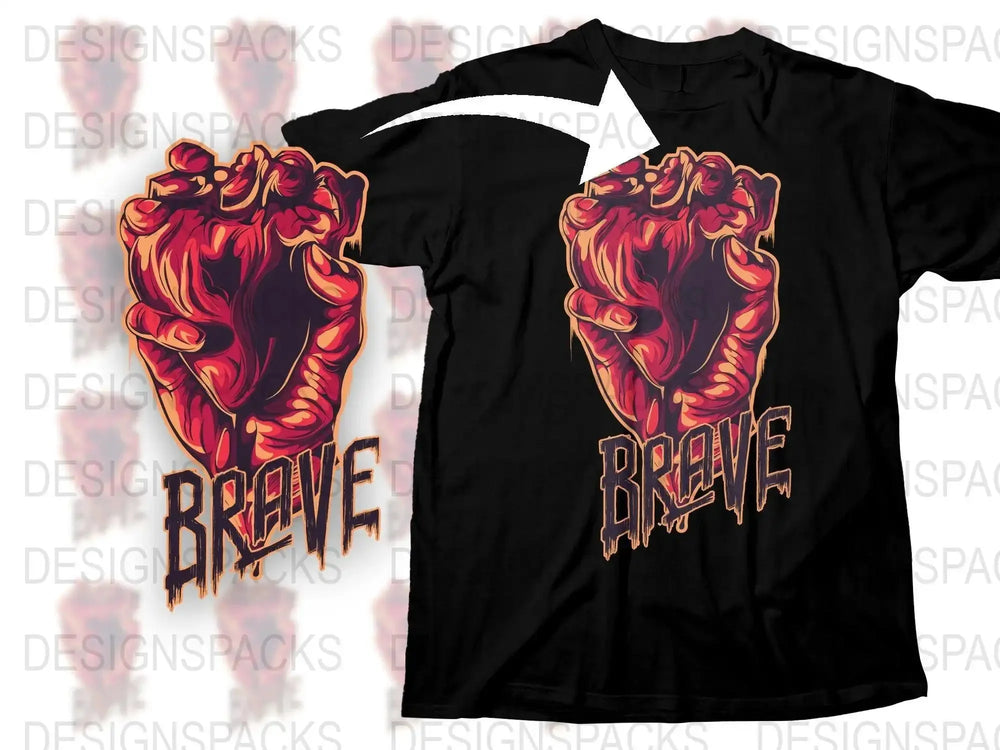 Brave Hand Holding Heart Design Png Digital Download
