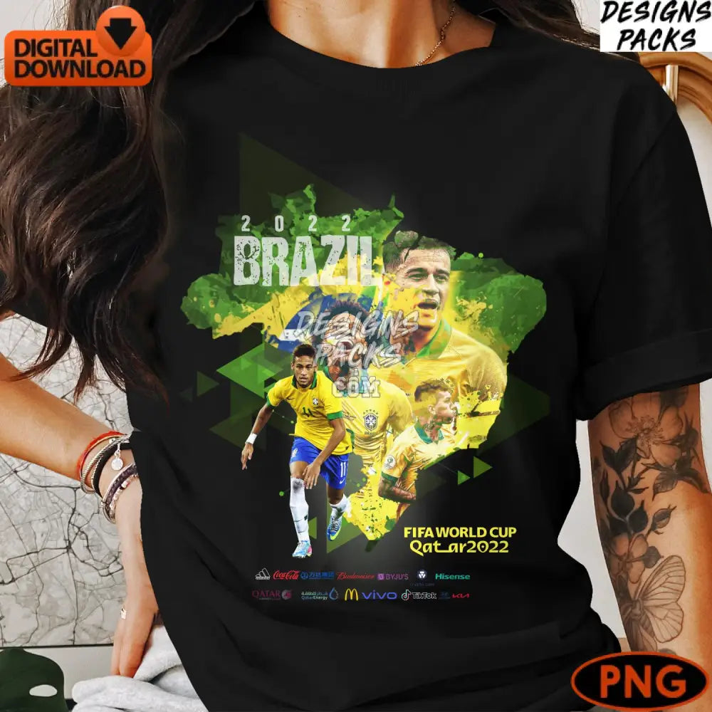 Brazil Fifa World Cup 2022 Digital Art Instant Download Soccer Player Png Sports Team Football Fan