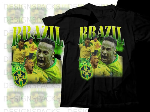 Two black t-shirts with Neymar Jr. and the Brazil team logo.