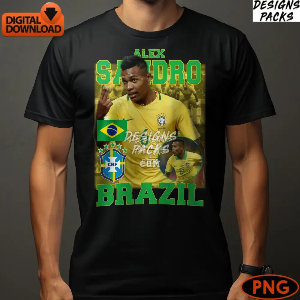 Brazil Soccer Player Digital Art Instant Download Png Alex Sandro Team