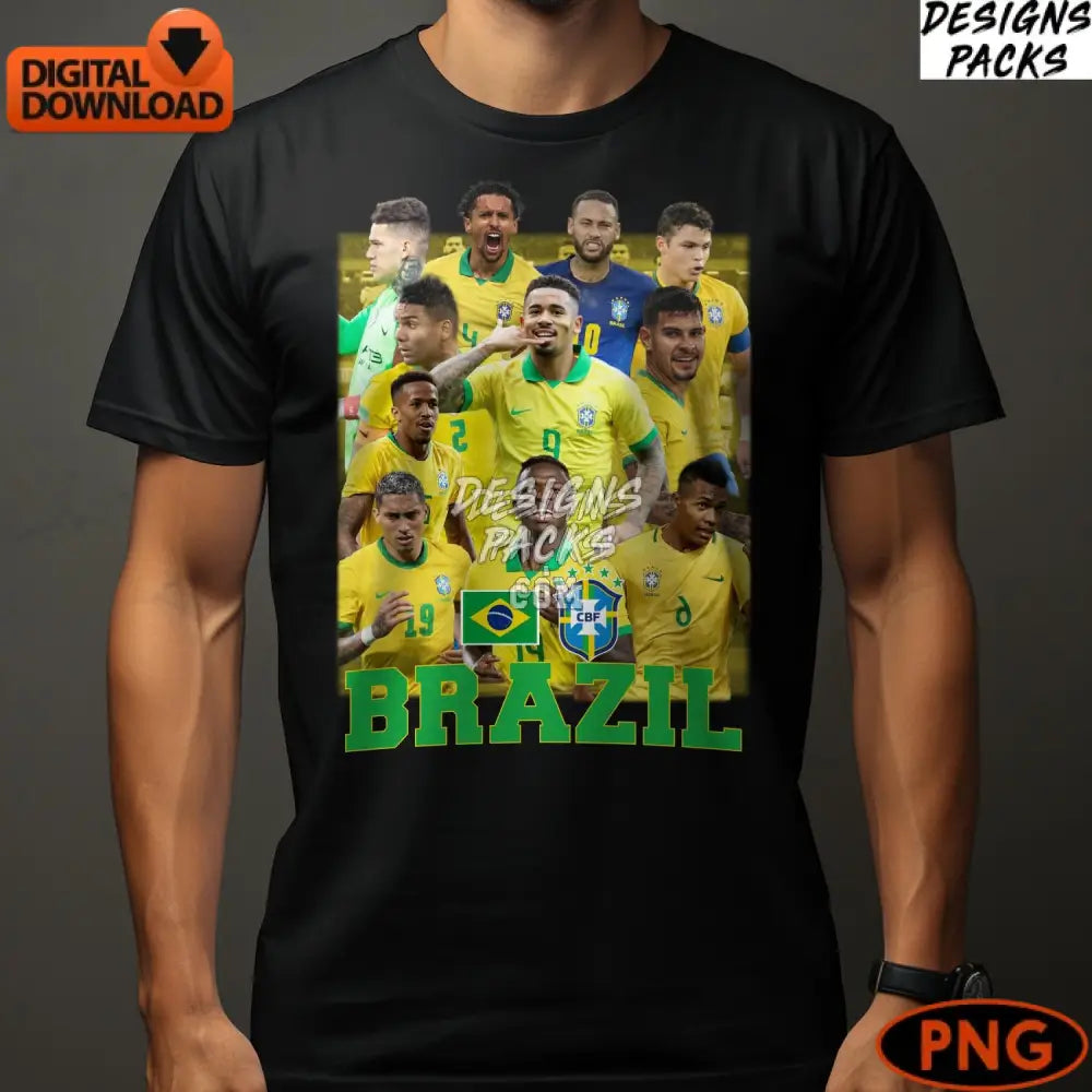 Brazil Soccer Team Digital Instant Download Png Football Players Sports Fan Art