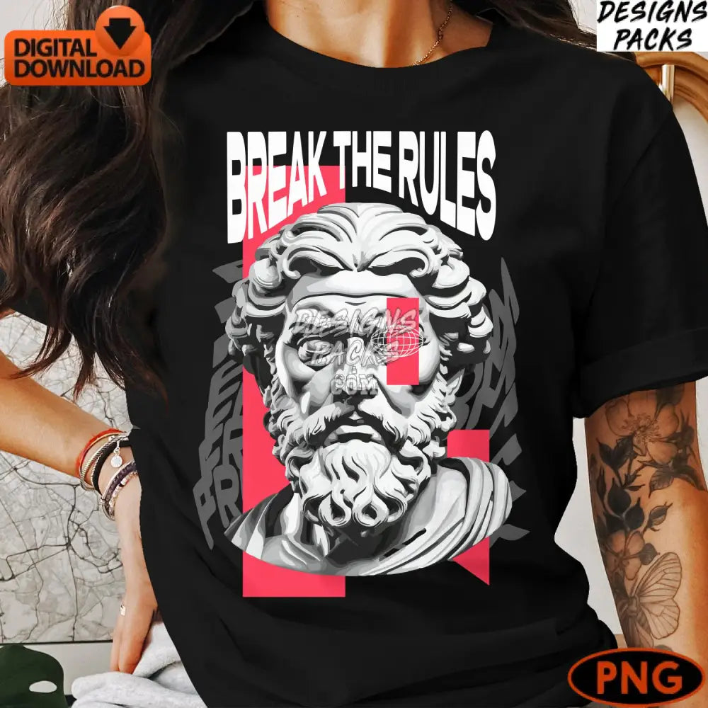 Break The Rules Sophocles Graphic T-Shirt Design Digital Download Modern Greek Art