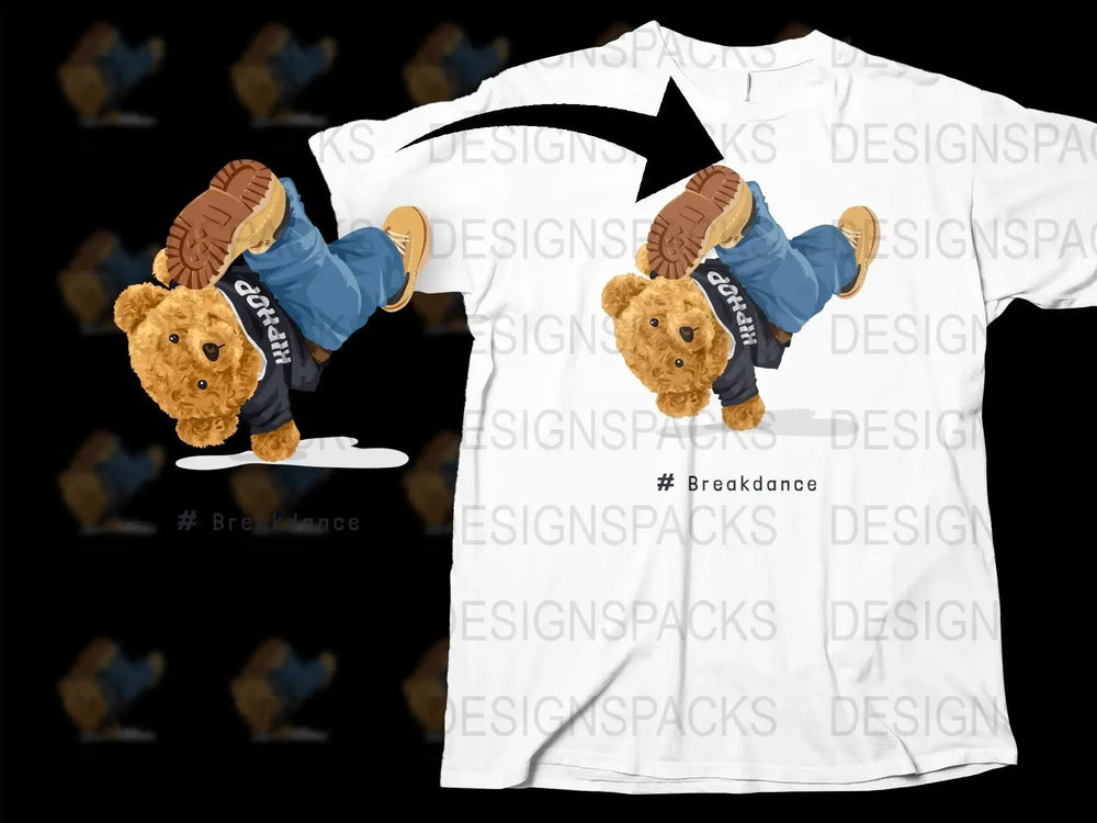 Breakdance Bear Hip Hop Dance Graphic Png Digital Download