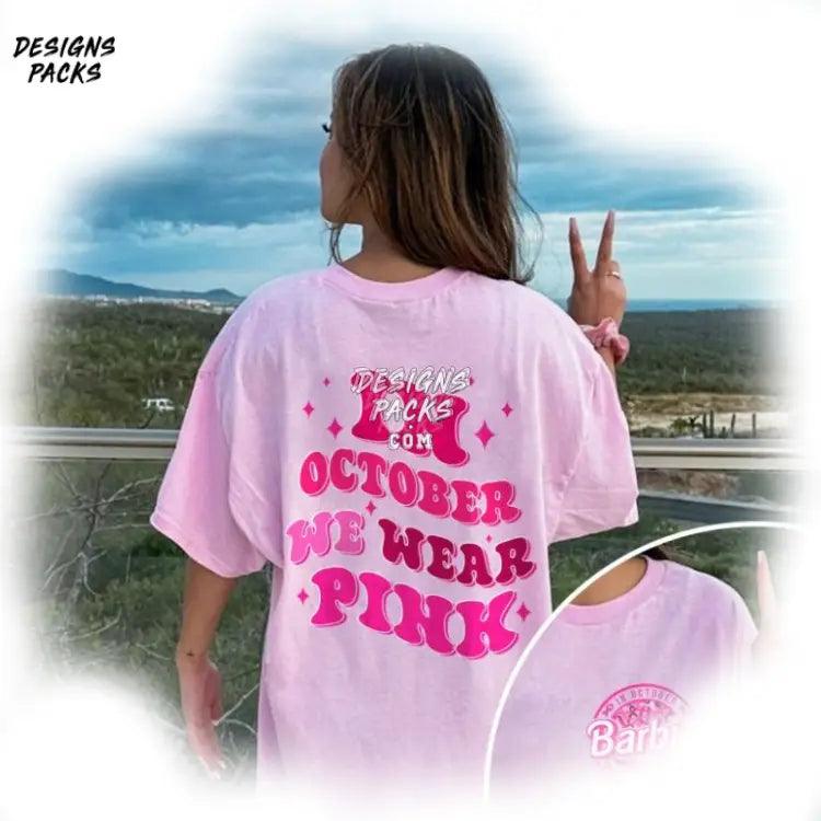 Breast Cancer Pink October Barbie In We Wear Png Design