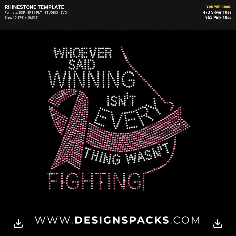 Breast Cancer Rhinestone Digital Template