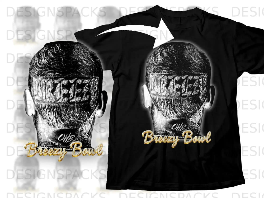 Breezy Bowl Graphic Tee with Intricate Hair Design