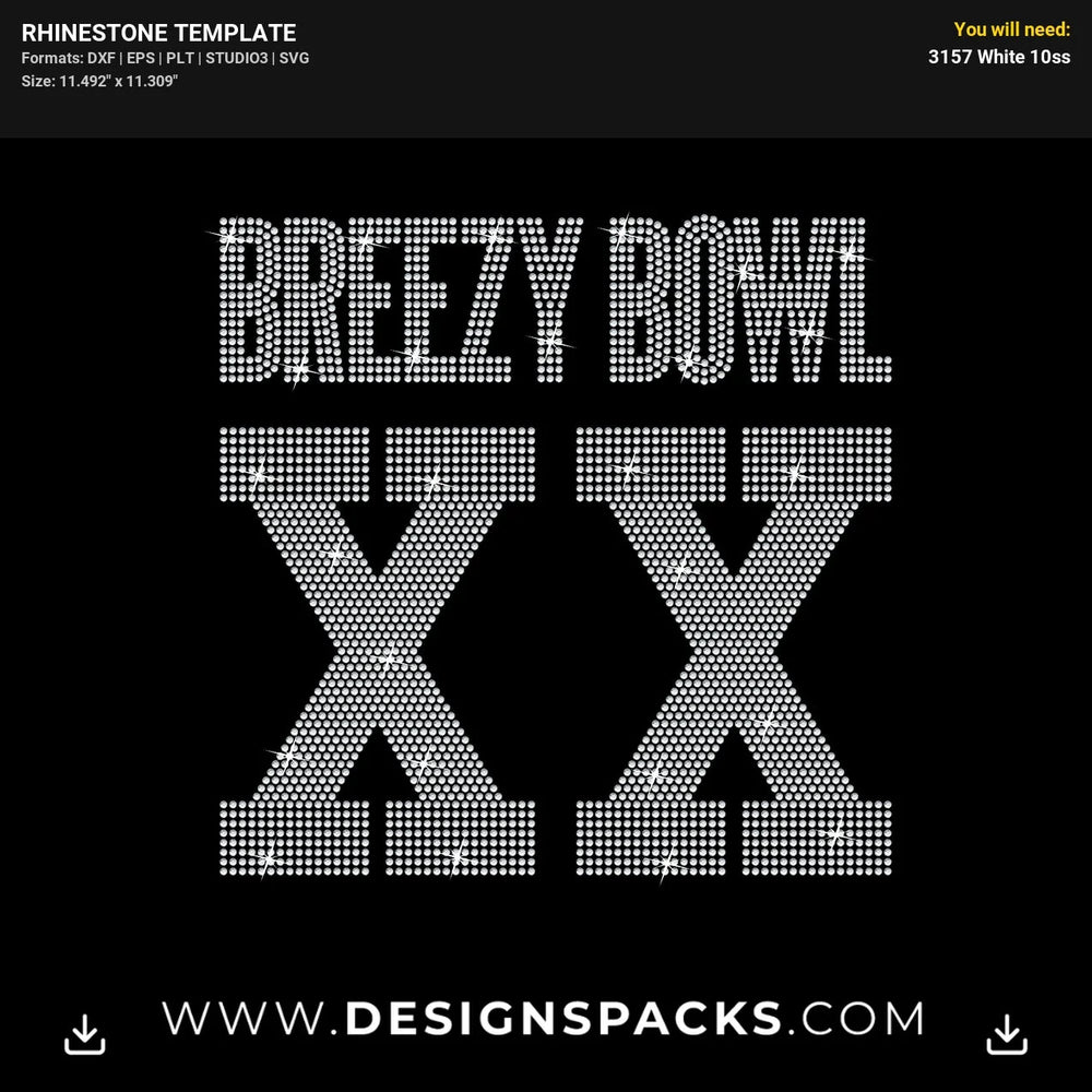 Breezy Bowl Xx Big Rhinestone Digital Template