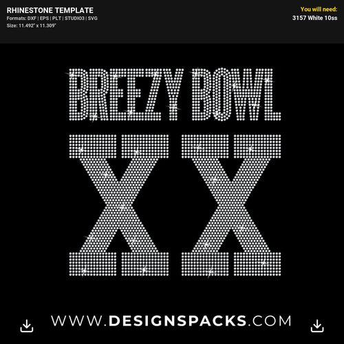 Breezy Bowl Xx Big Rhinestone Digital Template