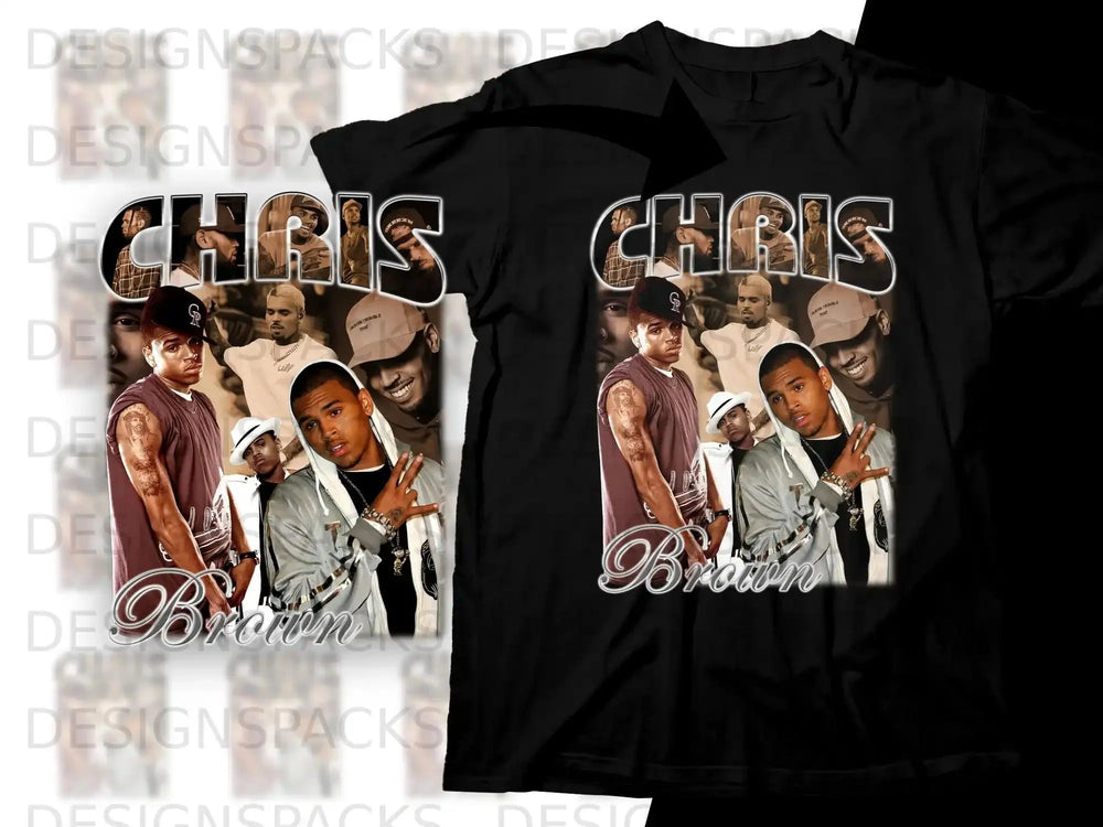 T-shirt featuring Chris Brown with "BORN TROUBLE" text.