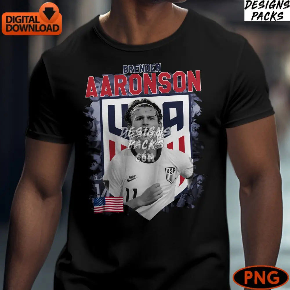 Brenden Aaronson Usa Soccer Digital Art Sports Instant Download Png Patriotic Football