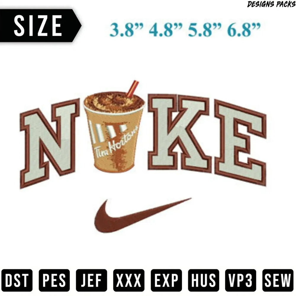 Brew Swoosh Iconic Parody Embroidery Design