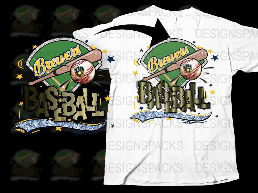 Brewers Baseball Graphic Print Sportswear Png Digital Download