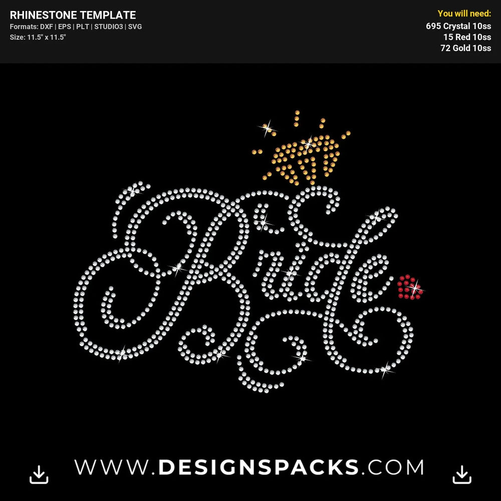 Bride Diamond Heart Rhinestone Digital Template